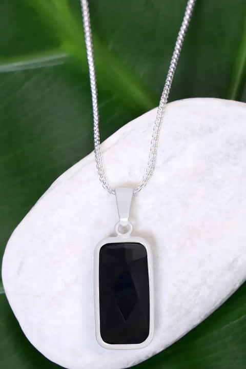 Onyx Rectangle Pendant Necklace - SF