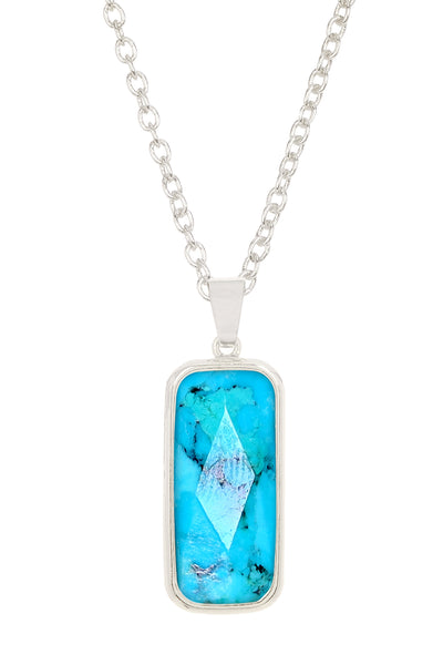 Turquoise Rectangle Pendant Necklace - SF