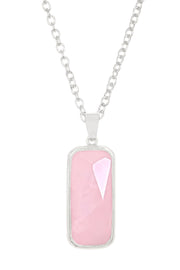 Rose Quartz Rectangle Pendant Necklace - SF