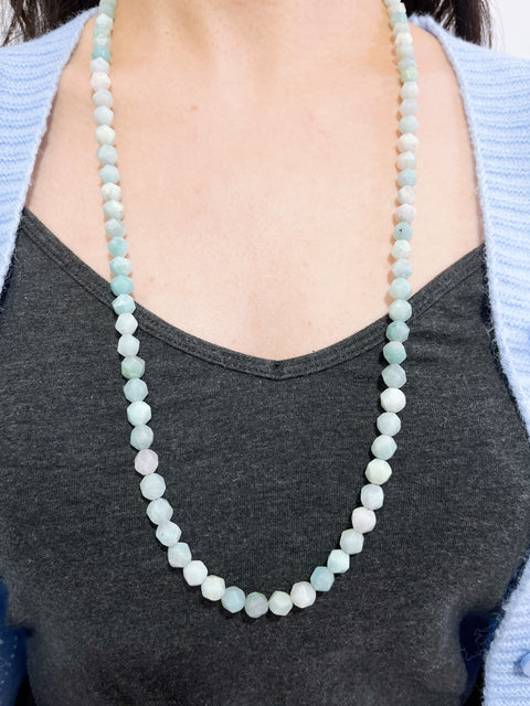 Amazonite Fancy Cut Beads Necklace - SF