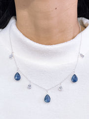 Kyanite With CZ Station Necklace - SF