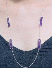 Amethyst 24" Station Necklace - SF