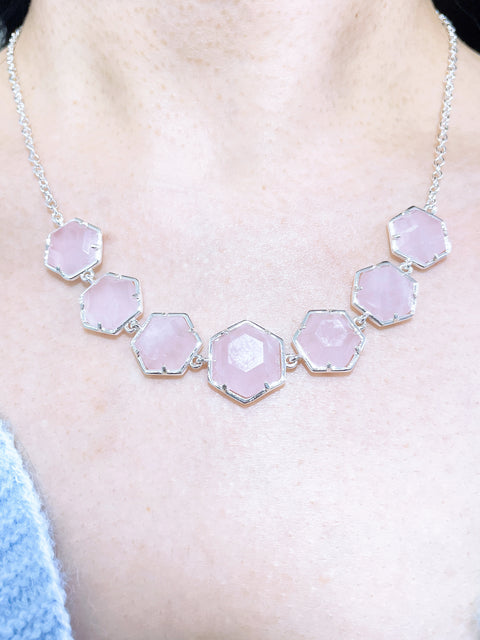 Rose Quartz Statement Necklace - SF