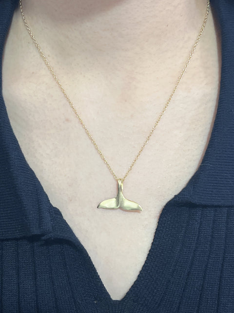 14k Gold Plated Whale Tail Pendant Necklace - GF