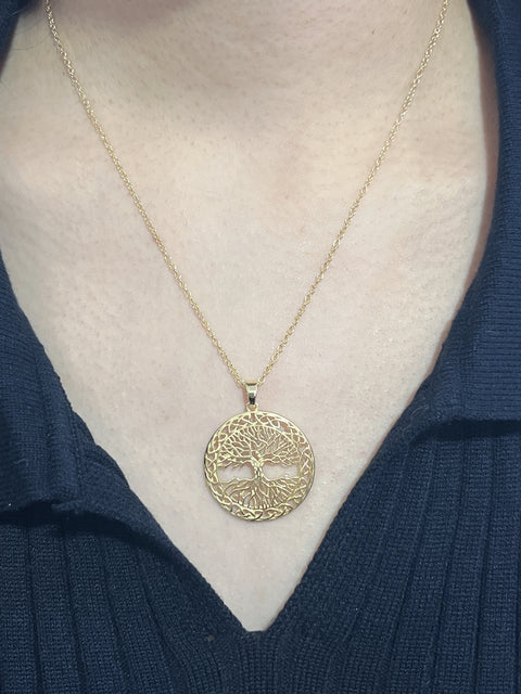 Tree Of Life Drop Pendant Necklace - GF