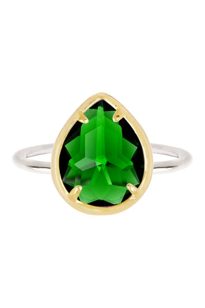 Emerald Crystal Teardrop Ring - SF
