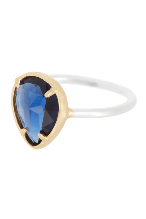 London Blue Crystal Teardrop Ring - SF