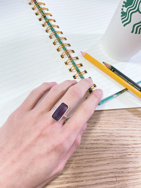 Amethyst Rectangle Ring - SF