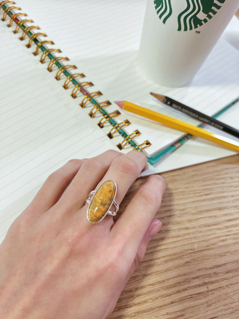 Crazy Lace Agate Oval Cabochon Ring - SF