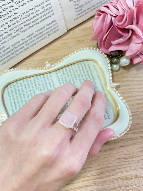 Rose Quartz Square Cut Ring - SF