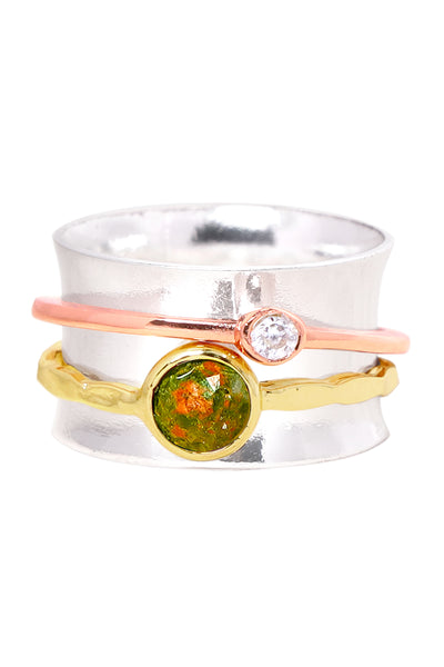 Unakite Tri-Color Spinner Ring - SF
