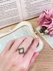 Sterling Silver & Lily Fossil Filigree Ring - SS
