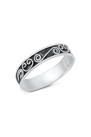 Sterling Silver Scroll Pattern Band Ring - SS