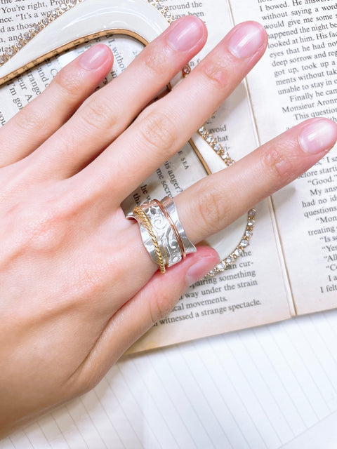 Tri-Tone Floral Vine Spinner Ring - SF