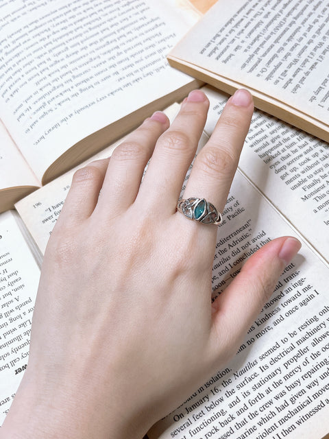 Blue CZ & Sterling Silver Celtic Ring - SS