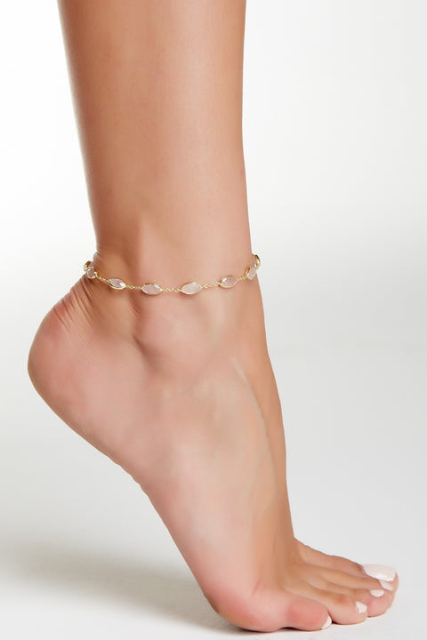 Rose Quartz Station Anklet - GF