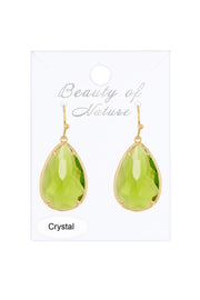 Peridot Crystal Pear Cut Drop Earrings In Gold - GF