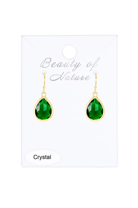 Emerald Crystal Teardrop Earrings - GF