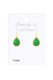 Green Chalcedony Crystal Teardrop Earrings - GF