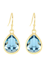 Sky Blue Crystal Teardrop Earrings - GF