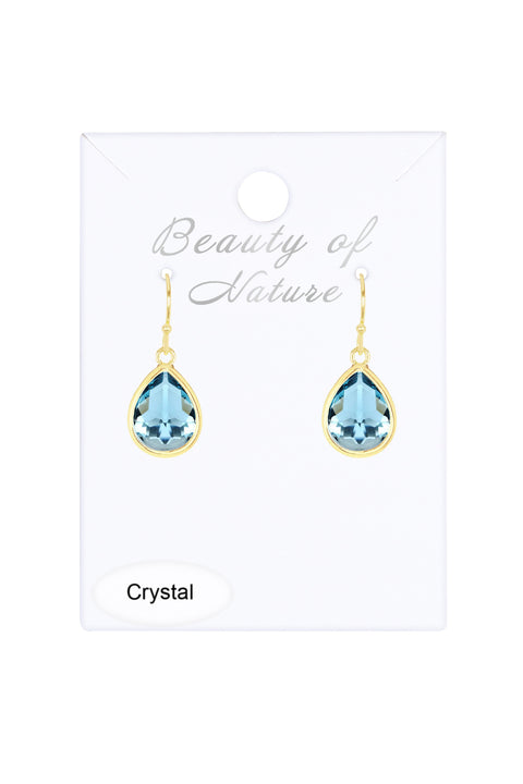 Sky Blue Crystal Teardrop Earrings - GF