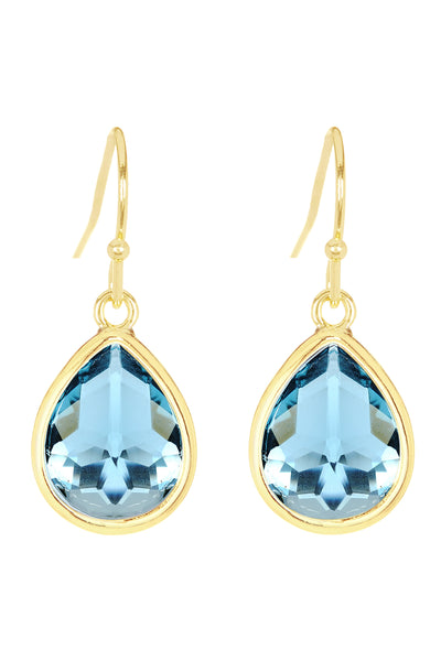 Sky Blue Crystal Teardrop Earrings - GF
