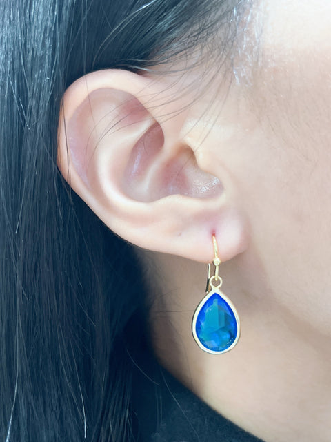 Swiss Blue Crystal Teardrop Earrings - GF