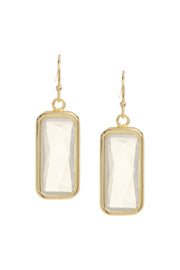 Moonstone Crystal Rectangle Earrings In Gold - GF