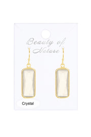 Moonstone Crystal Rectangle Earrings In Gold - GF