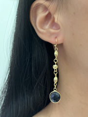 London Blue Crystal Drop Earrings In Gold - GF