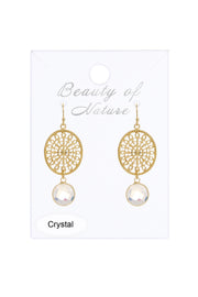 Moonstone Crystal Filigree Drop Earrings In Gold - GF