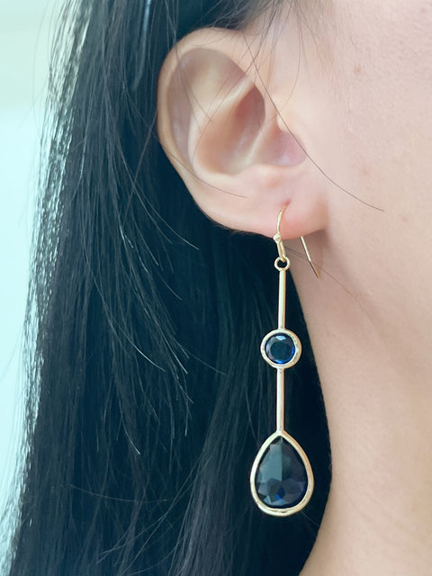 London Blue Crystal Pendulum Earrings - GF