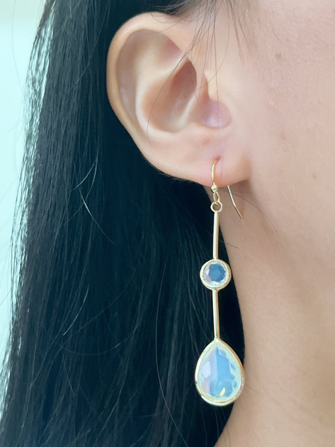 Moonstone Crystal Pendulum Drop Earrings - GF