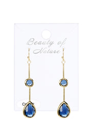 London Blue Crystal Pendulum Earrings - GF