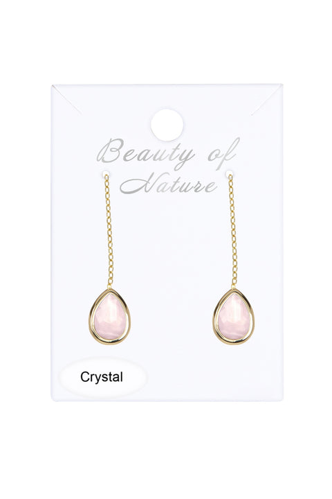 Rose Crystal Threader Drop Earrings - GF