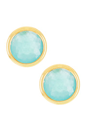 Amazonite Crystal 8mm Post Earrings In Gold - GF