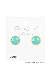 Amazonite Crystal 8mm Post Earrings In Gold - GF