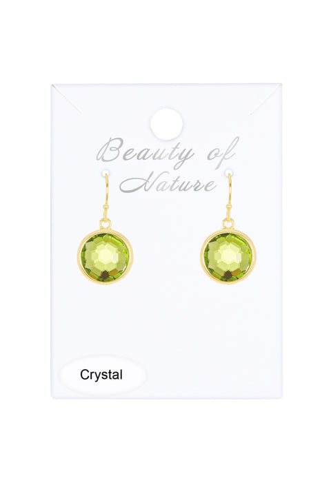 Peridot Crystal Round Drop Earrings - GF