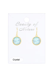 Sky Blue Crystal Round Drop Earrings - GF