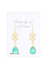 Amazonite & Lotus Drop Earrings - GF