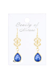 Kyanite & Lotus Drop Earrings - GF