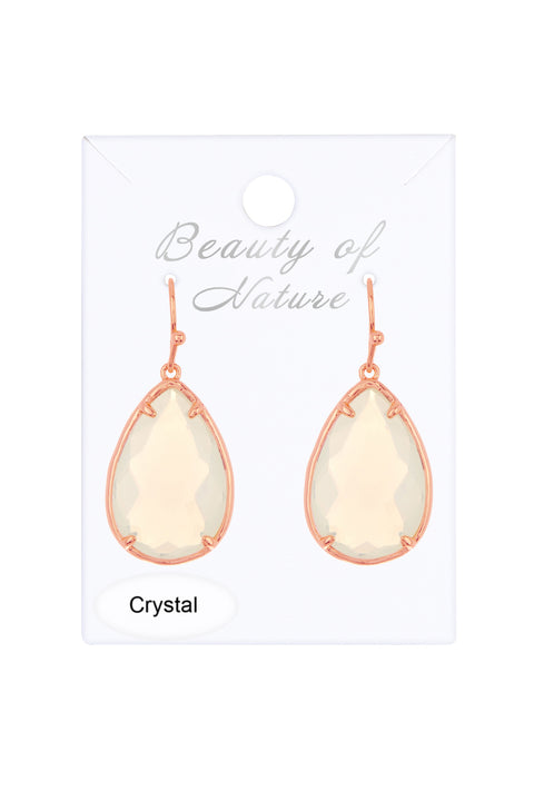 Moonstone Crystal Pear Cut Drop Earrings - SF