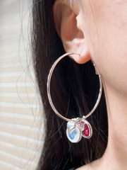 Crystal Sliding Stones Hoop Earrings - SF