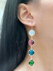 Mixed Crystal Station Earrings - GF