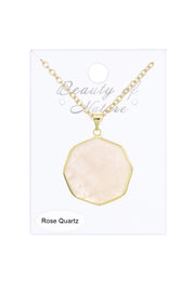 Rose Quartz Octagon Necklace - GF