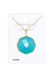 Amazonite Crystal Fancy Cut Octagon Pendant Necklace - GF