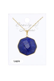 Lapis Fancy Cut Octagon Pendant Necklace - GF