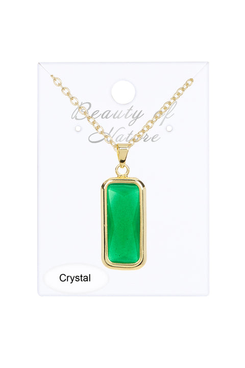 Green Chalcedony Crystal Necklace - GF