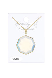 Moonstone Crystal Octagon Pendant Necklace - GF