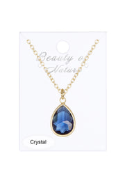 London Blue Crystal Teardrop Necklace - GF